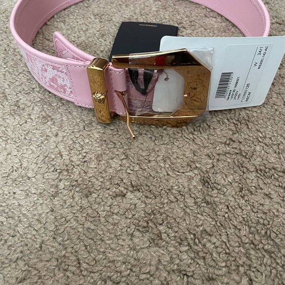 Versace Pink Belt with Gold Buckle